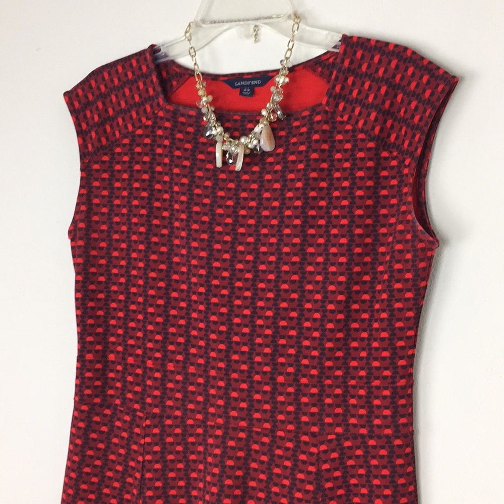 Red patterned Land’s End dress M 10-12 - Picture 2 of 5